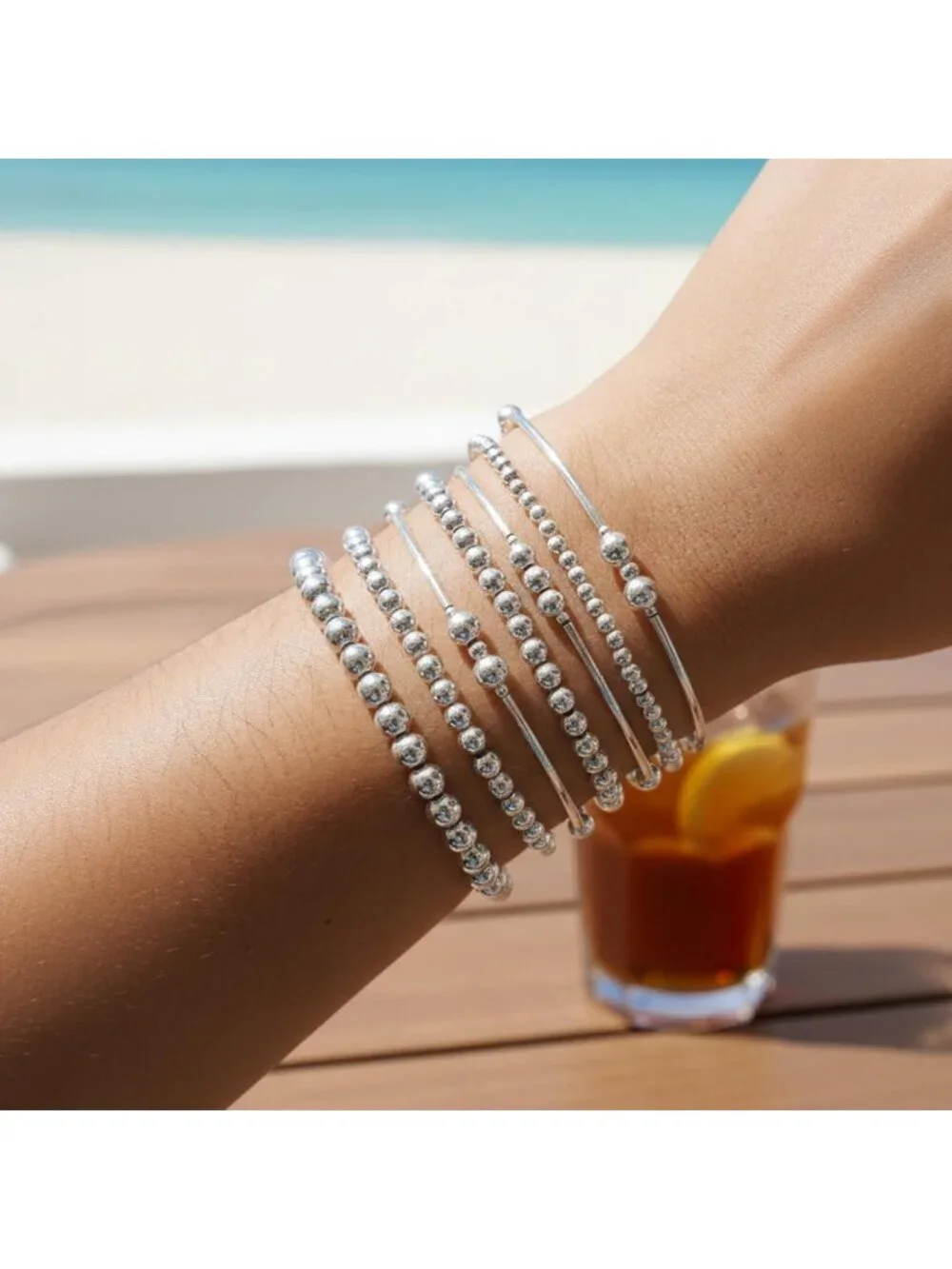 14K Gold Plated Pearl Beaded Cross Bracelets Stack Set - Boho Colorful Jewelry